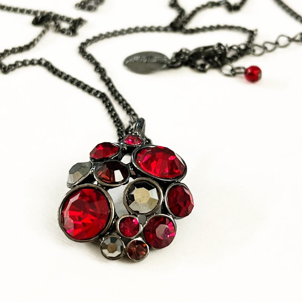White House Black Market Red Stone Cluster Long Necklace